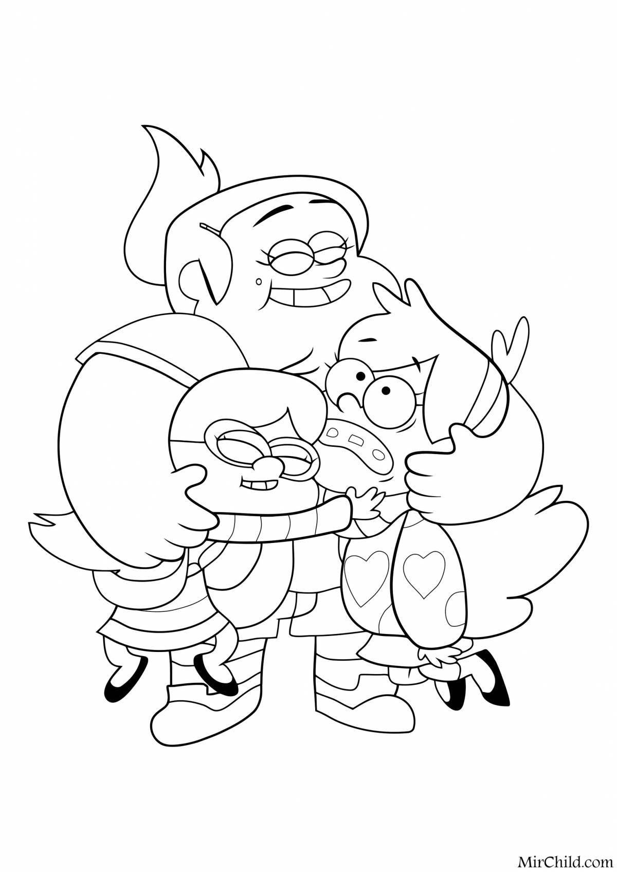 Dipper and Mabel coloring pages filled with color