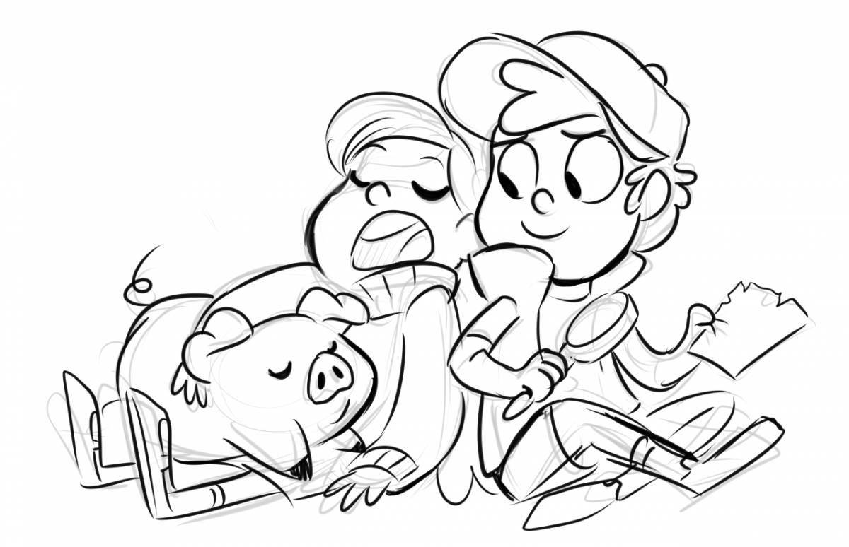 Dipper and Mabel coloring pages filled with colors