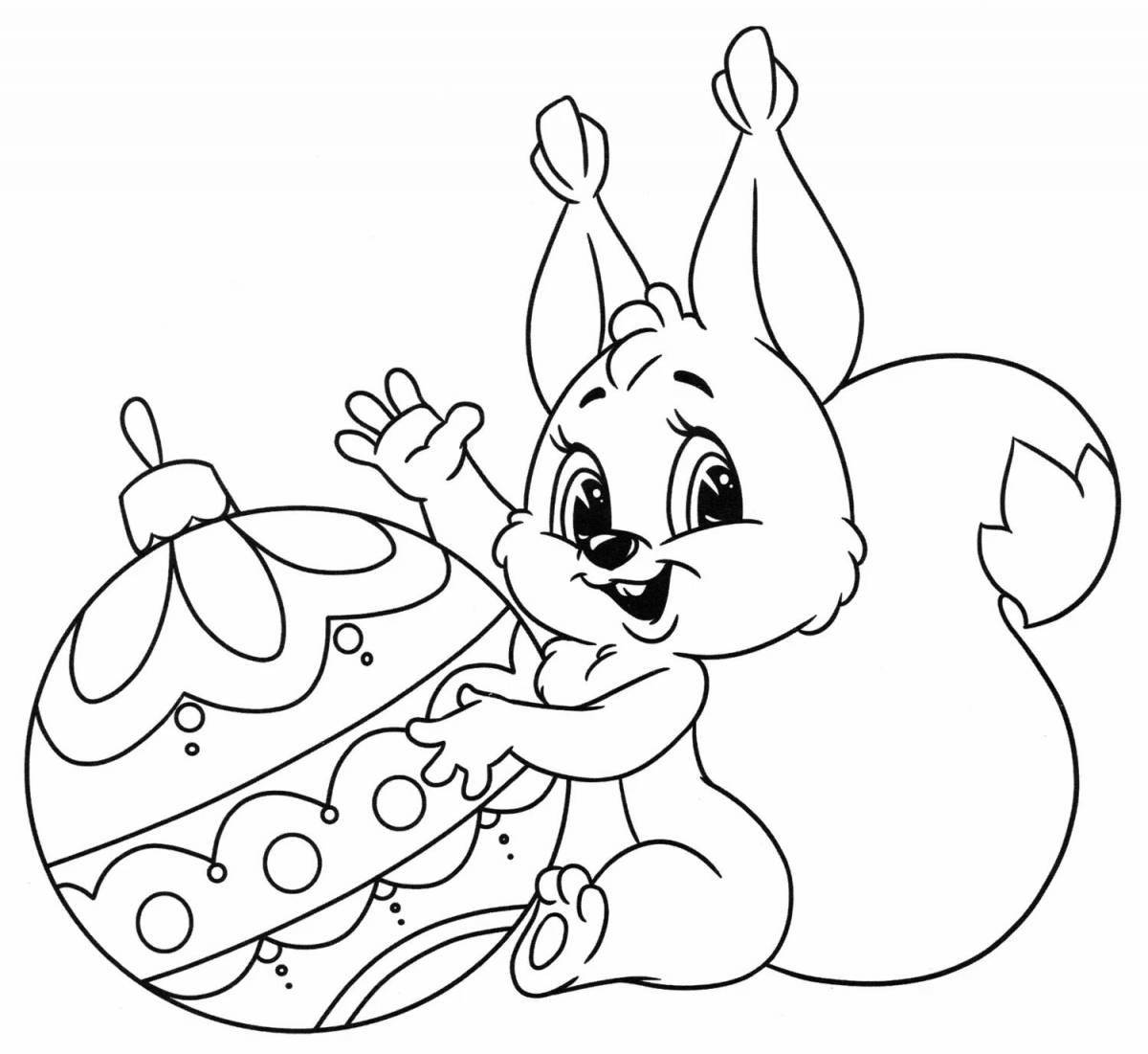 Раскраска радостный заяц и белка