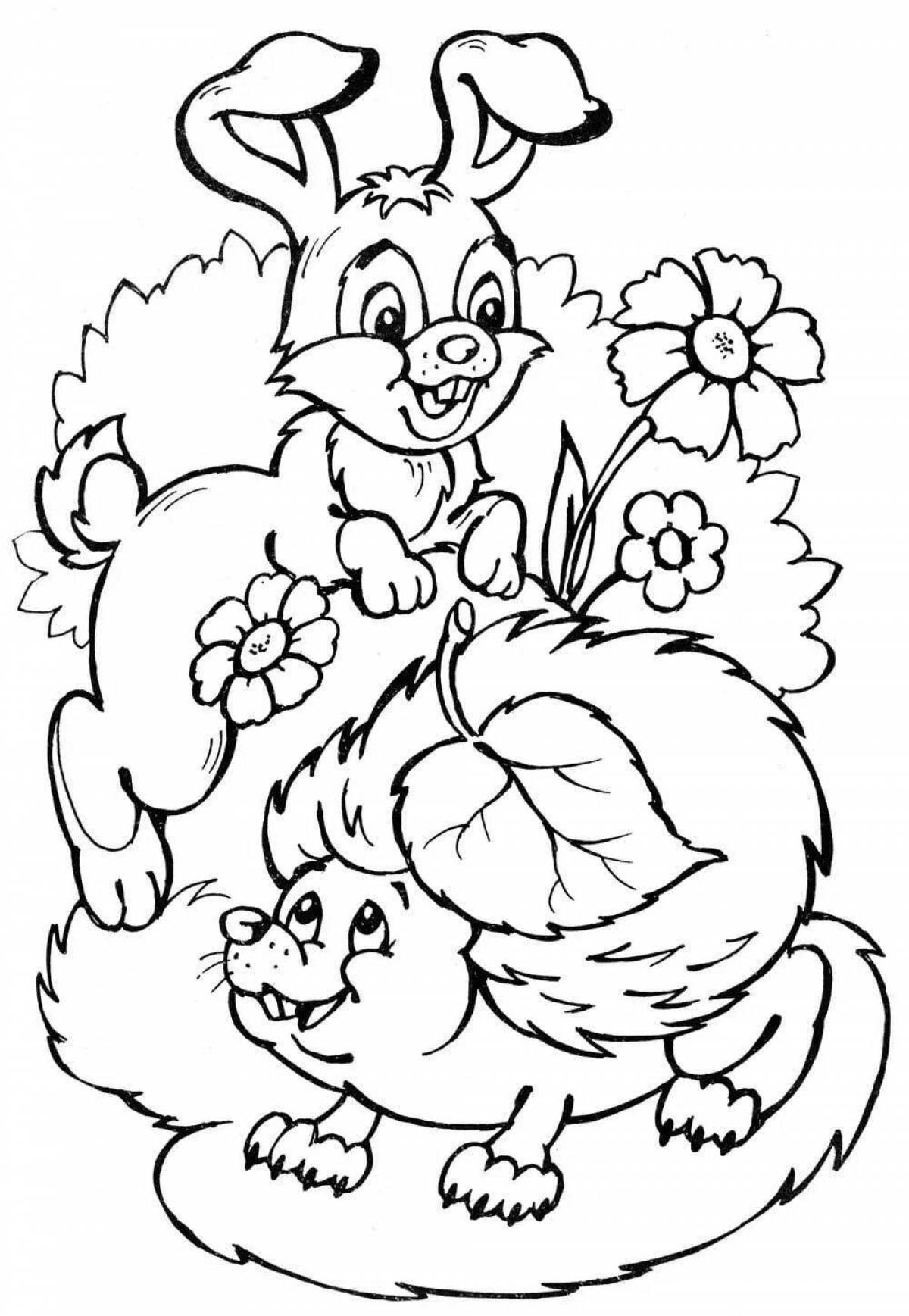 Adorable hare and squirrel coloring book