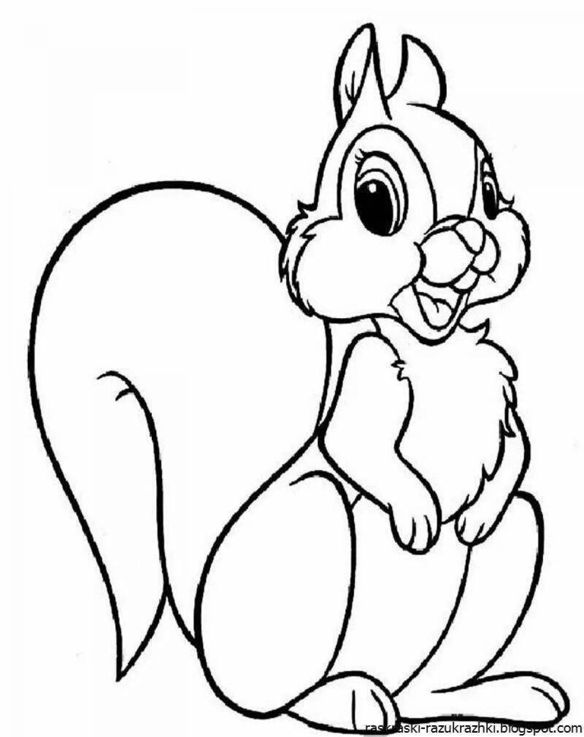 Coloring book gorgeous hare and squirrel