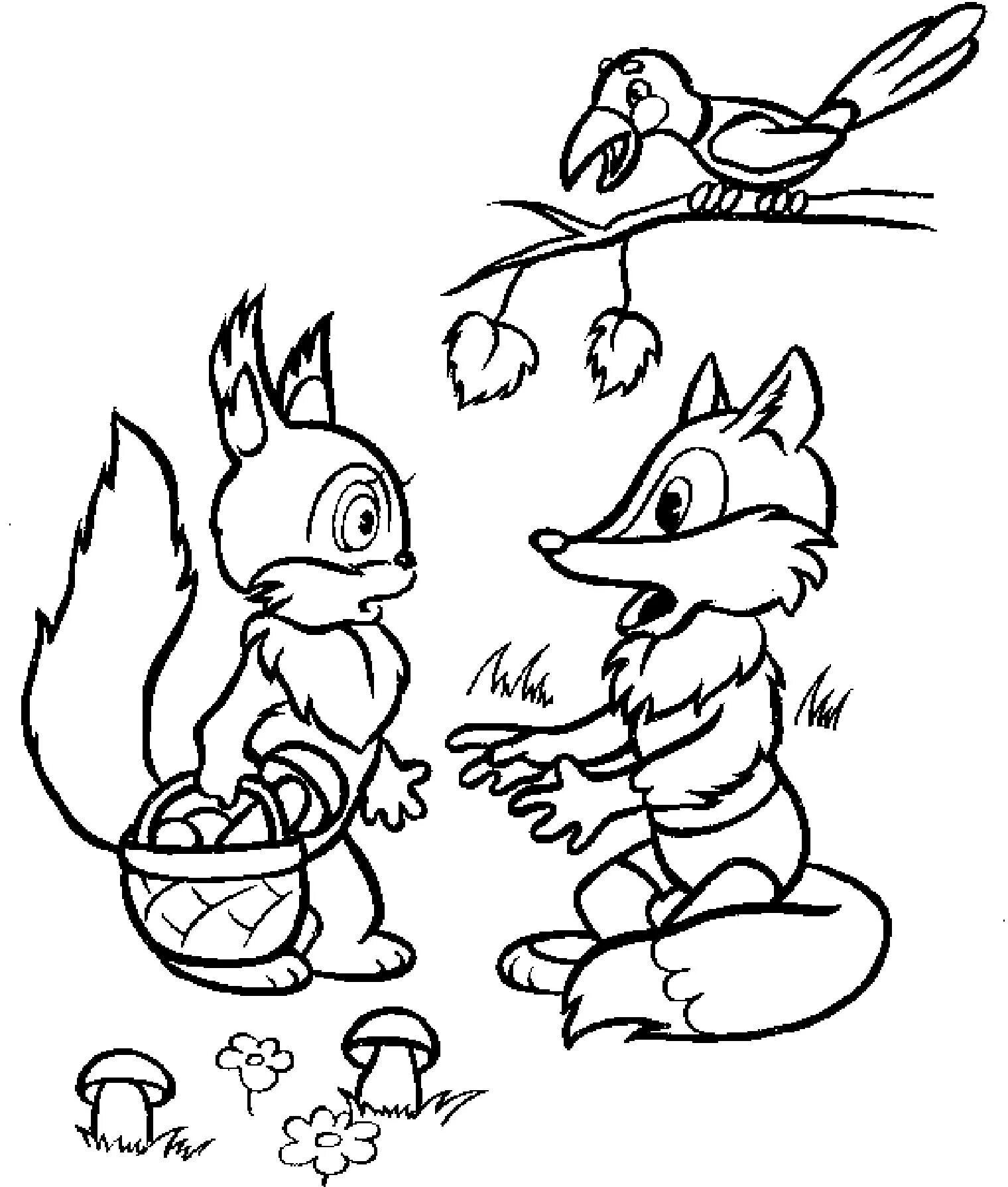 Fabulous hare and squirrel coloring page