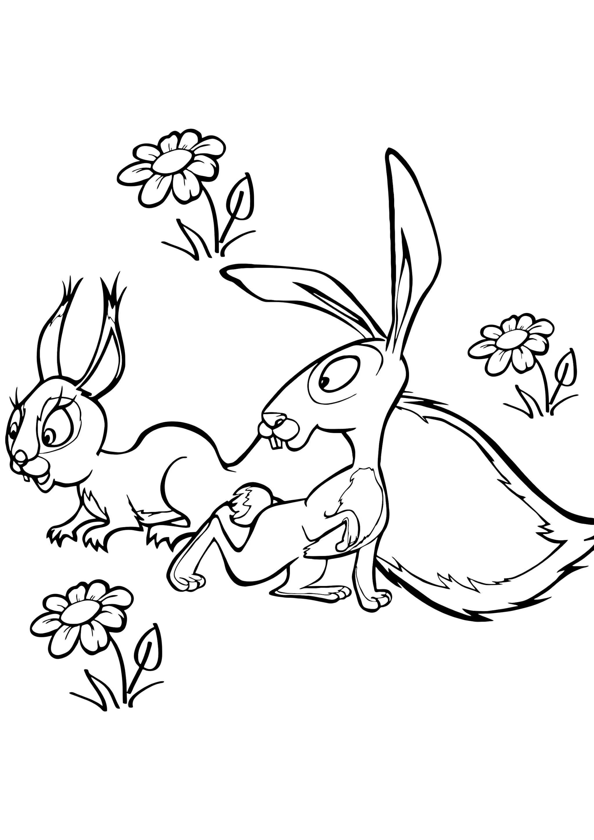Unforgettable coloring hare and squirrel