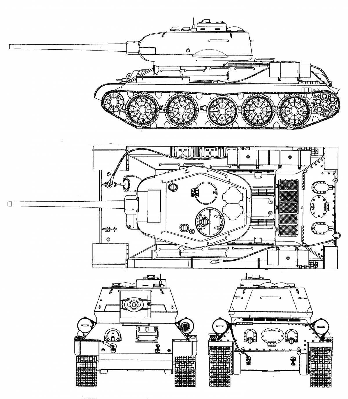 Charming t-34 85 coloring book
