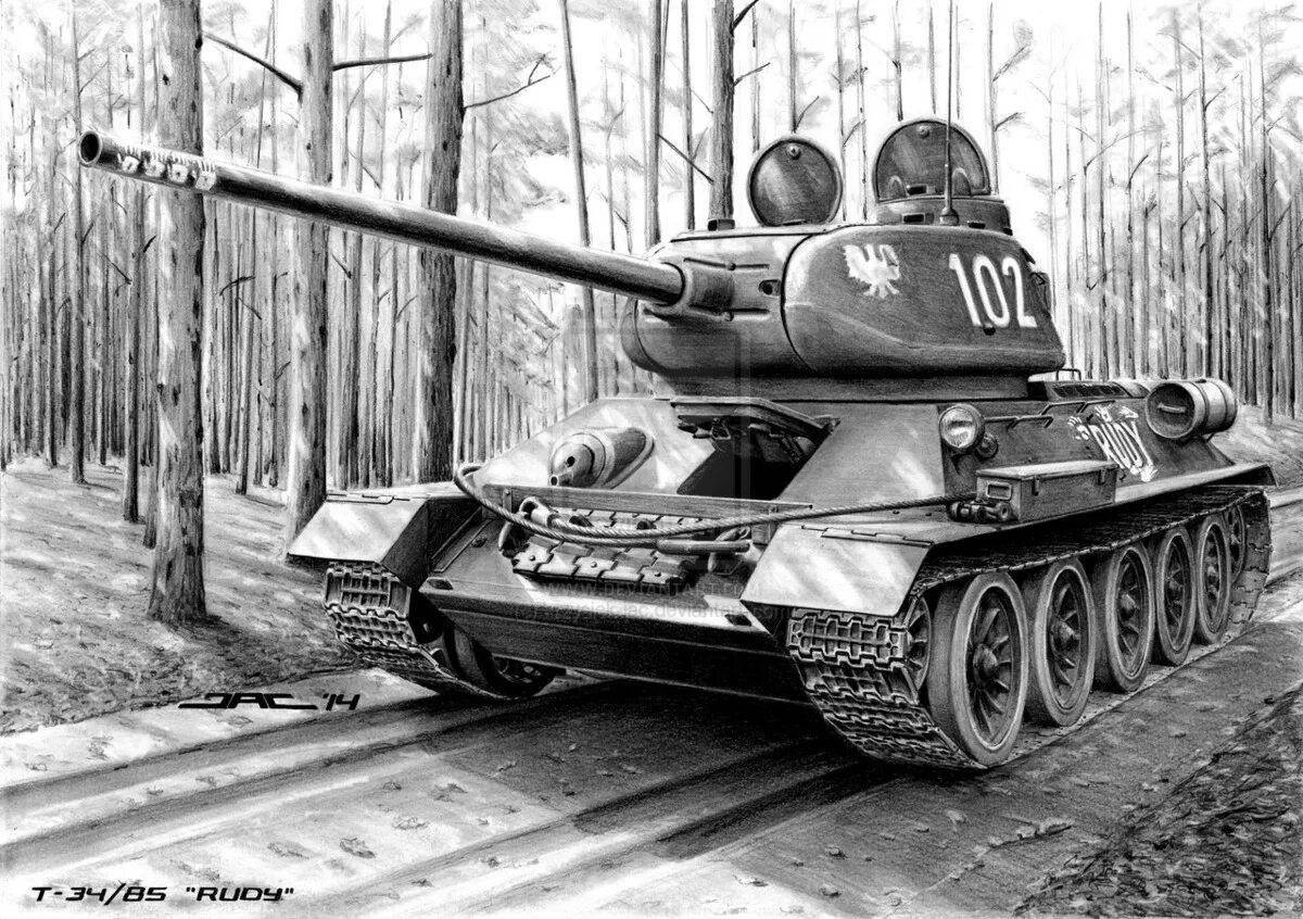 Impact t-34 85 coloring page