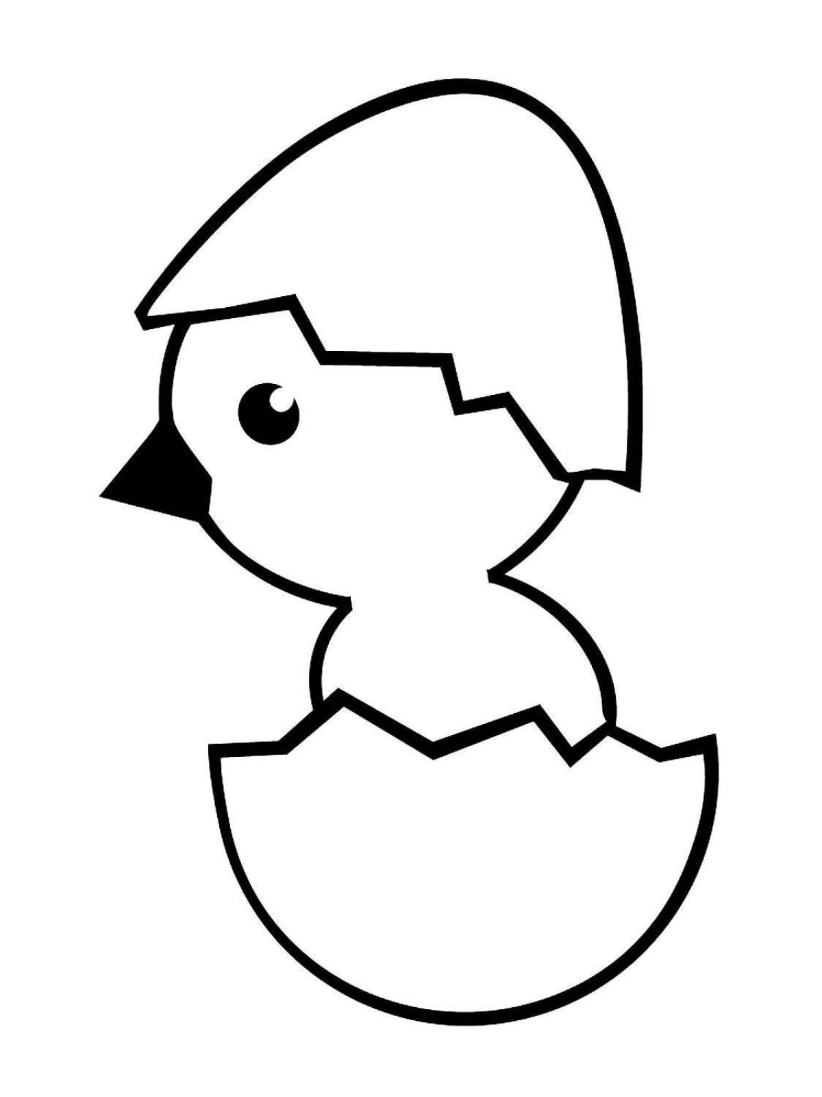 Coloring page playful chick in egg