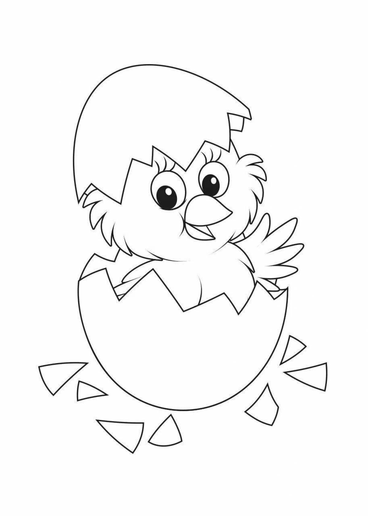 Cute chick in egg coloring book