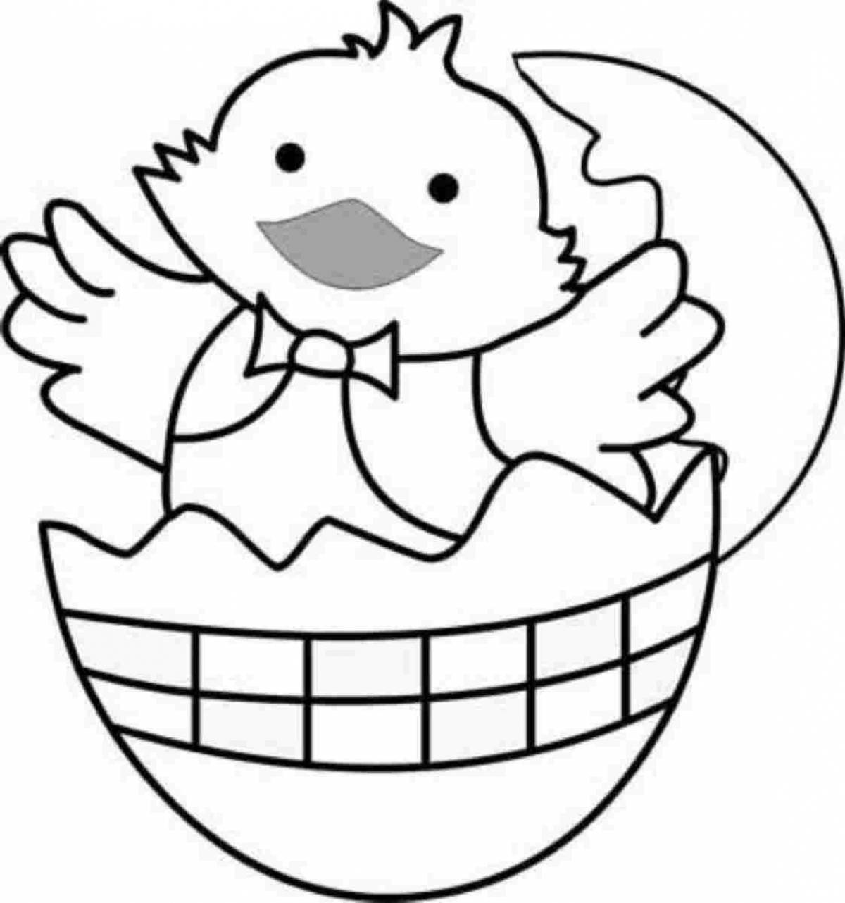 Sweet chick in egg coloring page