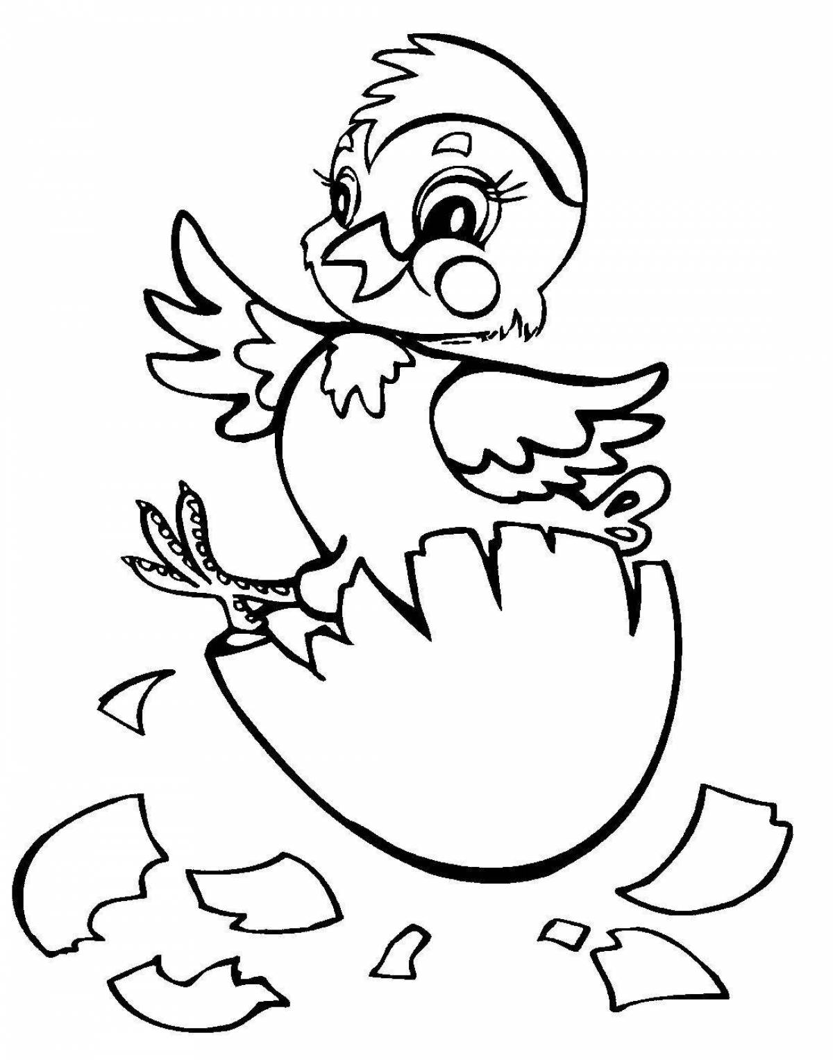 Coloring page cute chick in egg