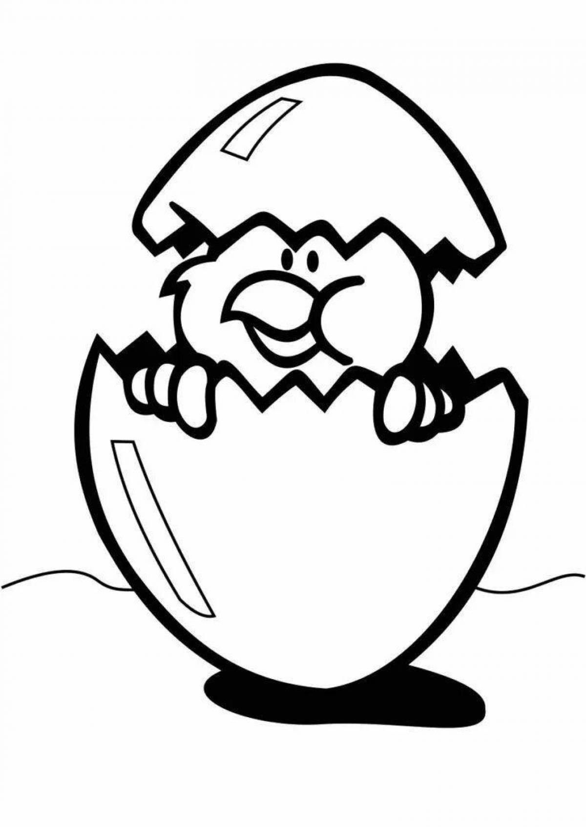 Раскраска очаровательная курица в яйце
