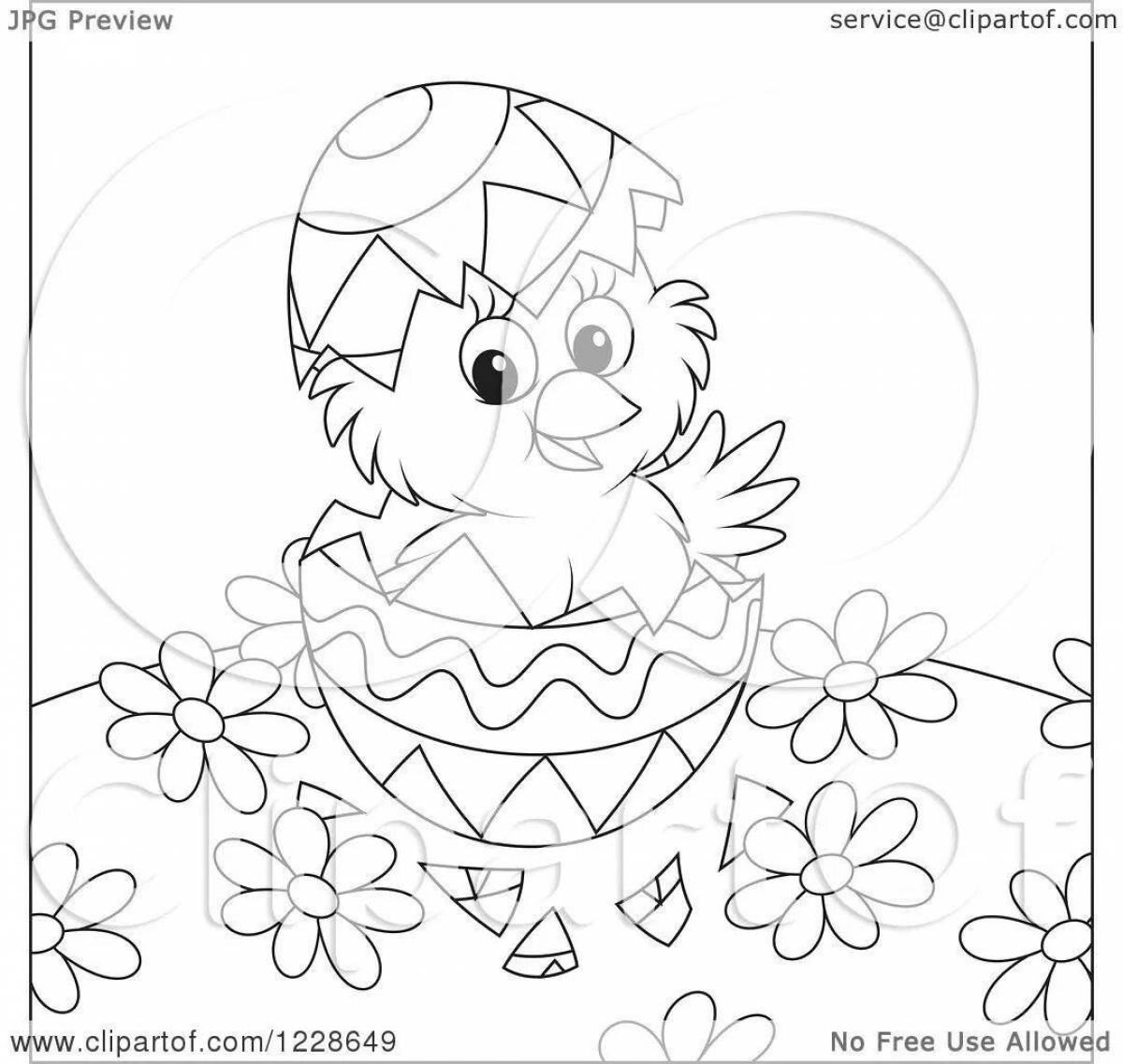 Gourmet chicken in egg coloring page
