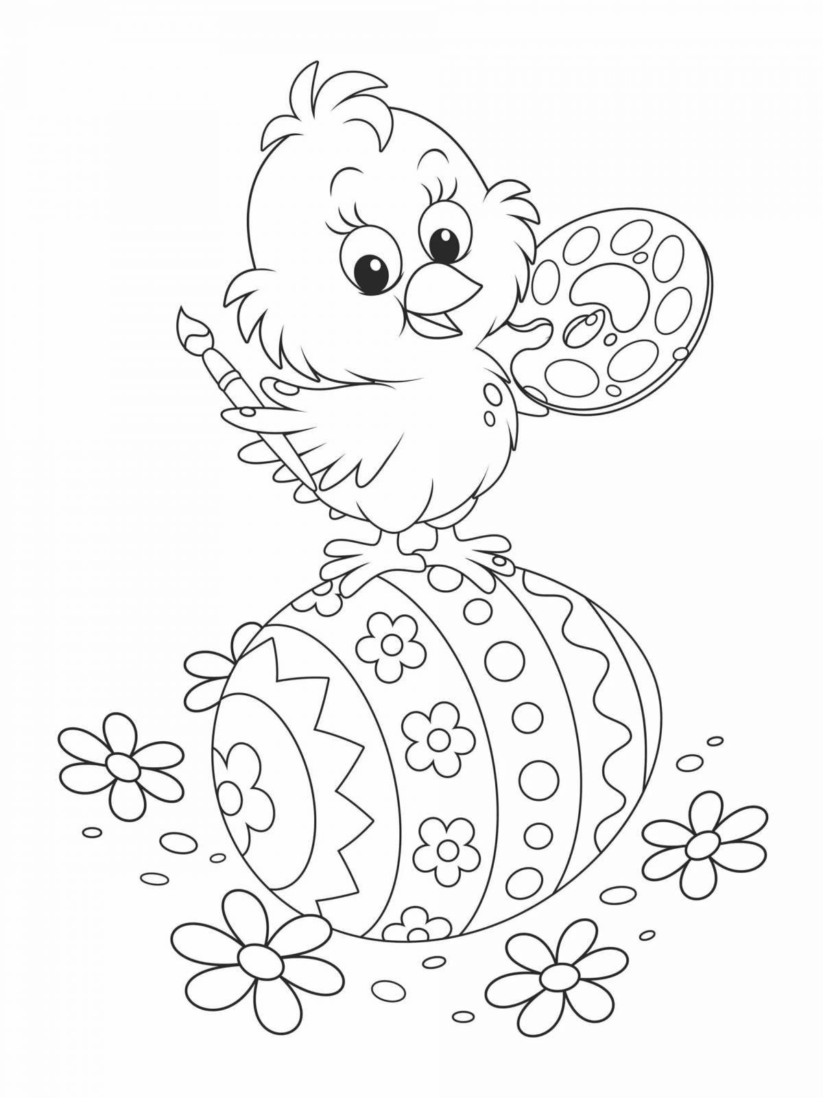 Adorable chick in egg coloring page