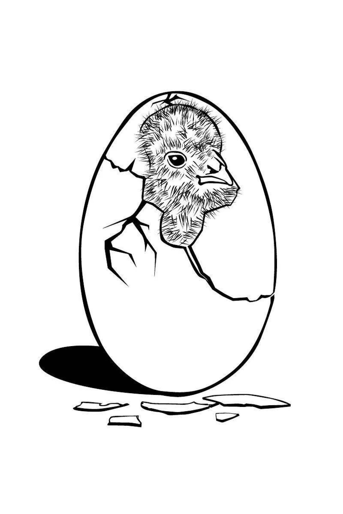 Coloring page magic chick in egg