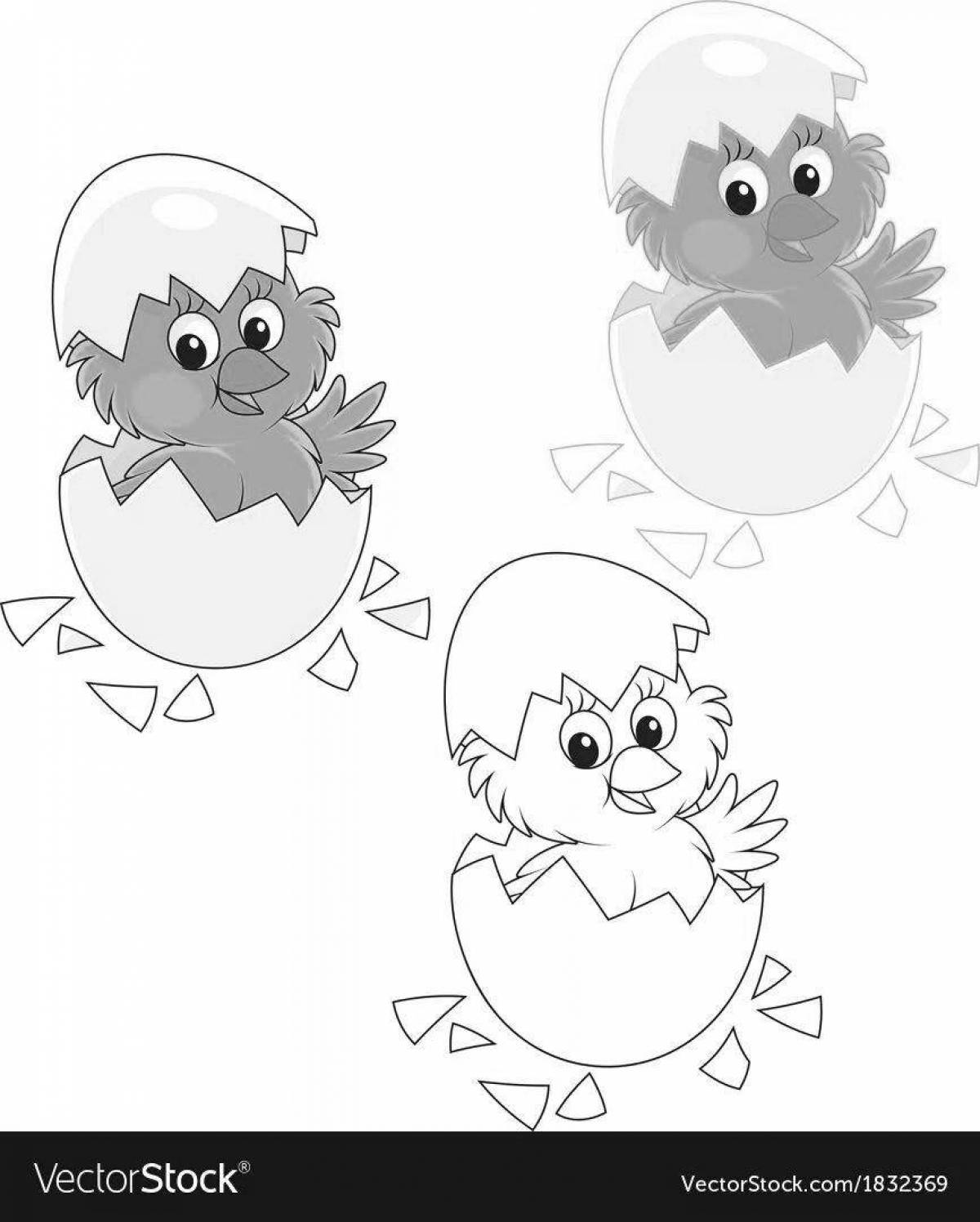 Coloring page wonderful chick in egg