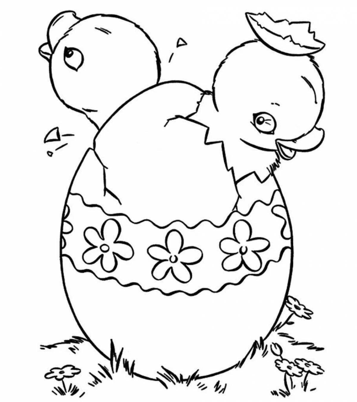 Glowing chicken in egg coloring page
