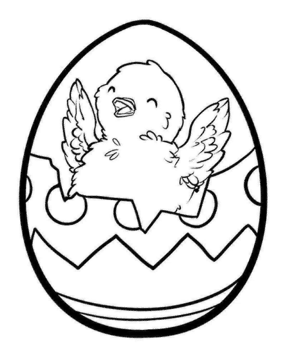 Coloring page sparkling chicken in egg