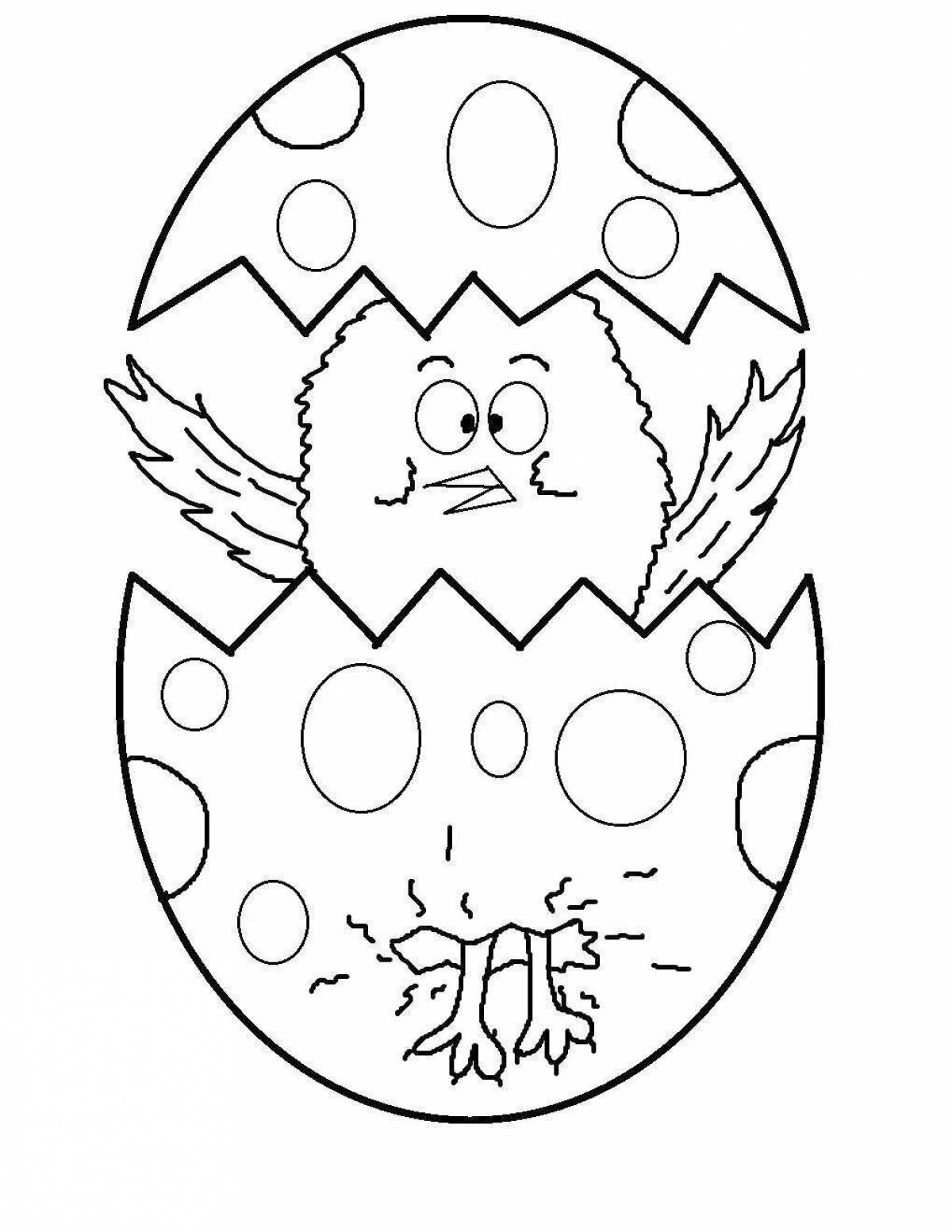 Animated chick in egg coloring page
