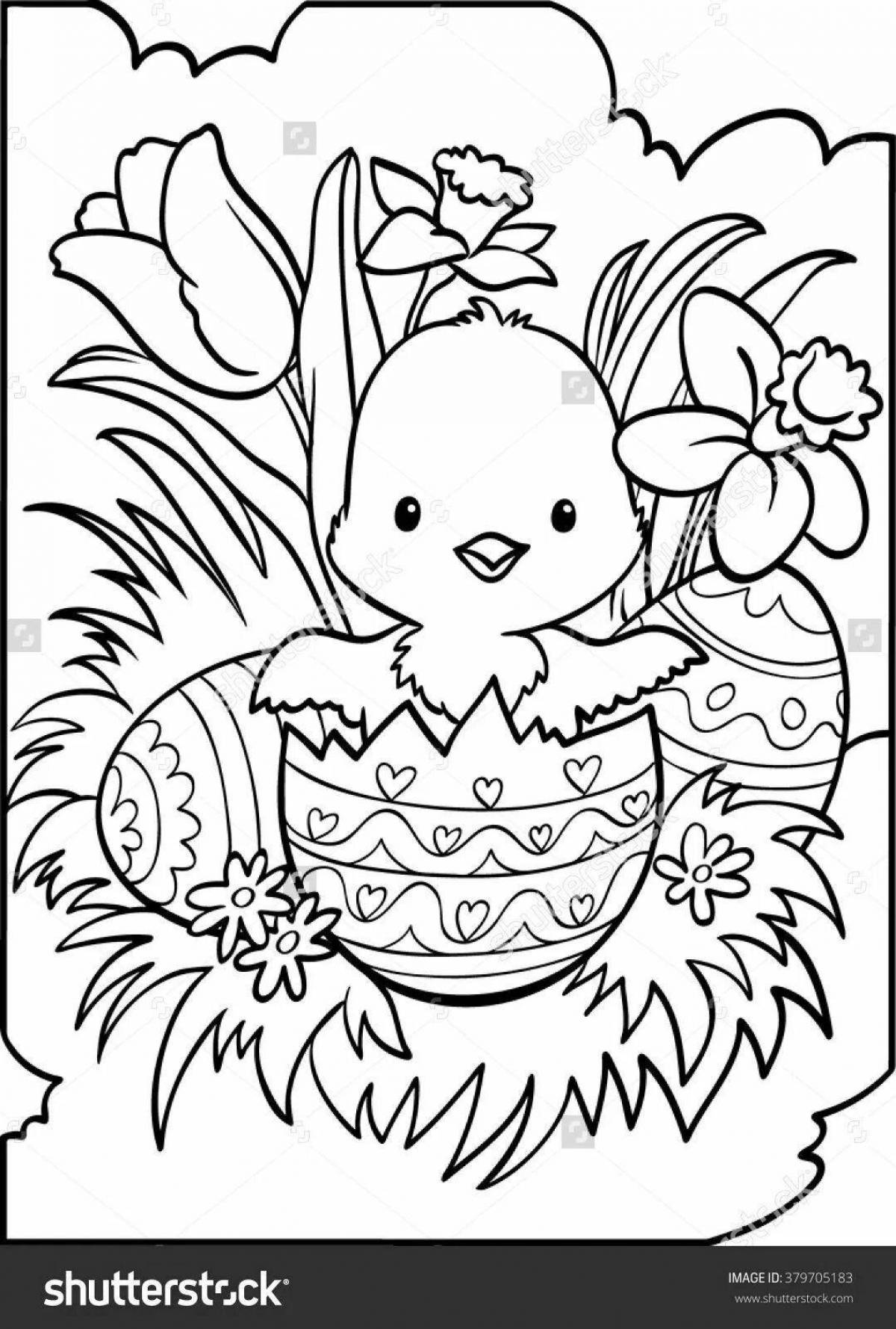 Coloring page humorous chick in egg
