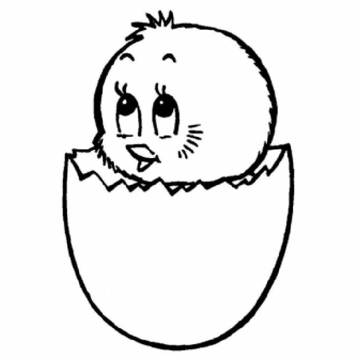 Coloring page witty chick in egg