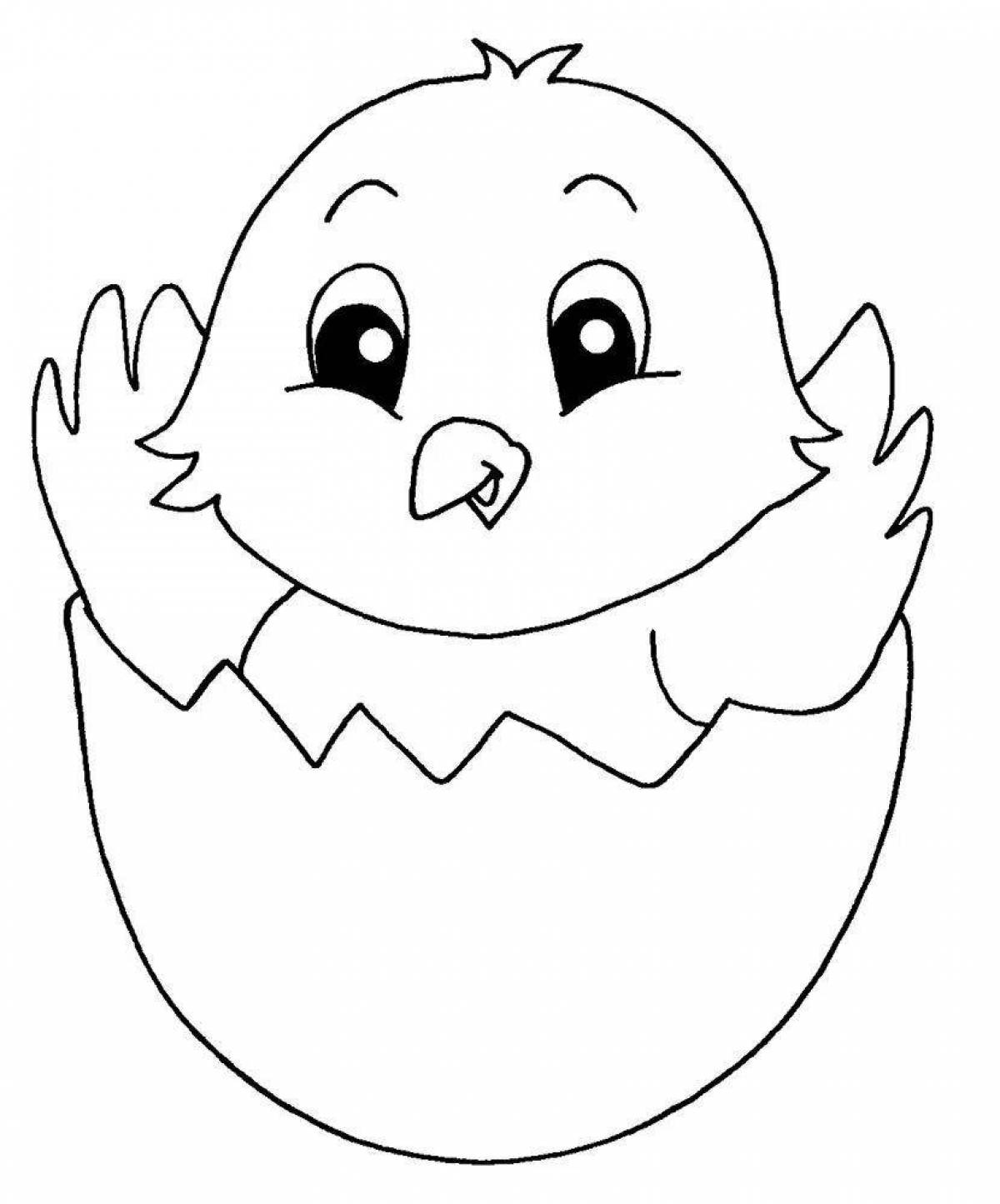 Compassionate chicken in egg coloring page