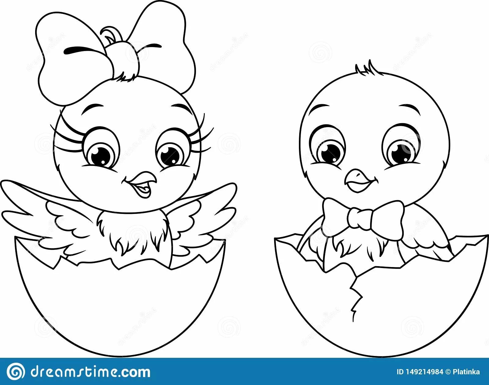 Coloring page loving chick in egg