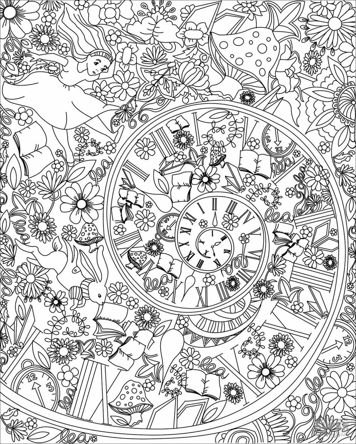 Detailed adult coloring book, large