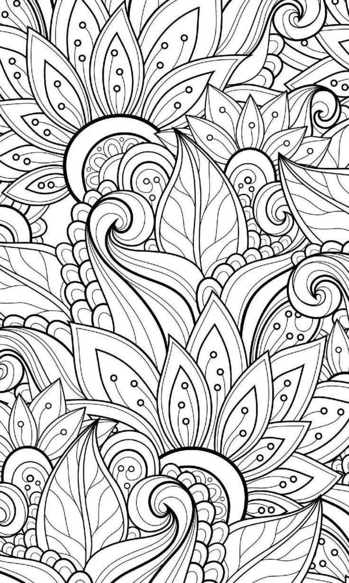 Abstract coloring book for adults, large