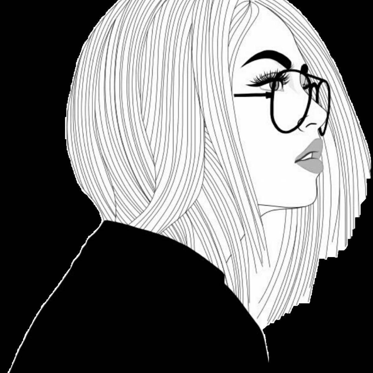 Fun coloring girl with glasses