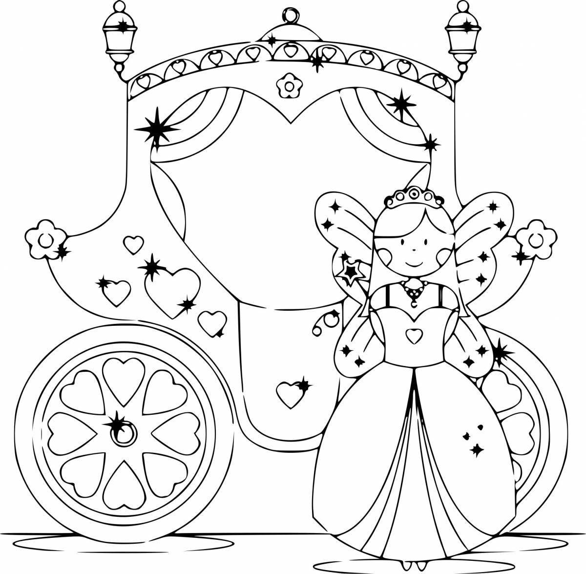 Coloring page charming princess in a carriage