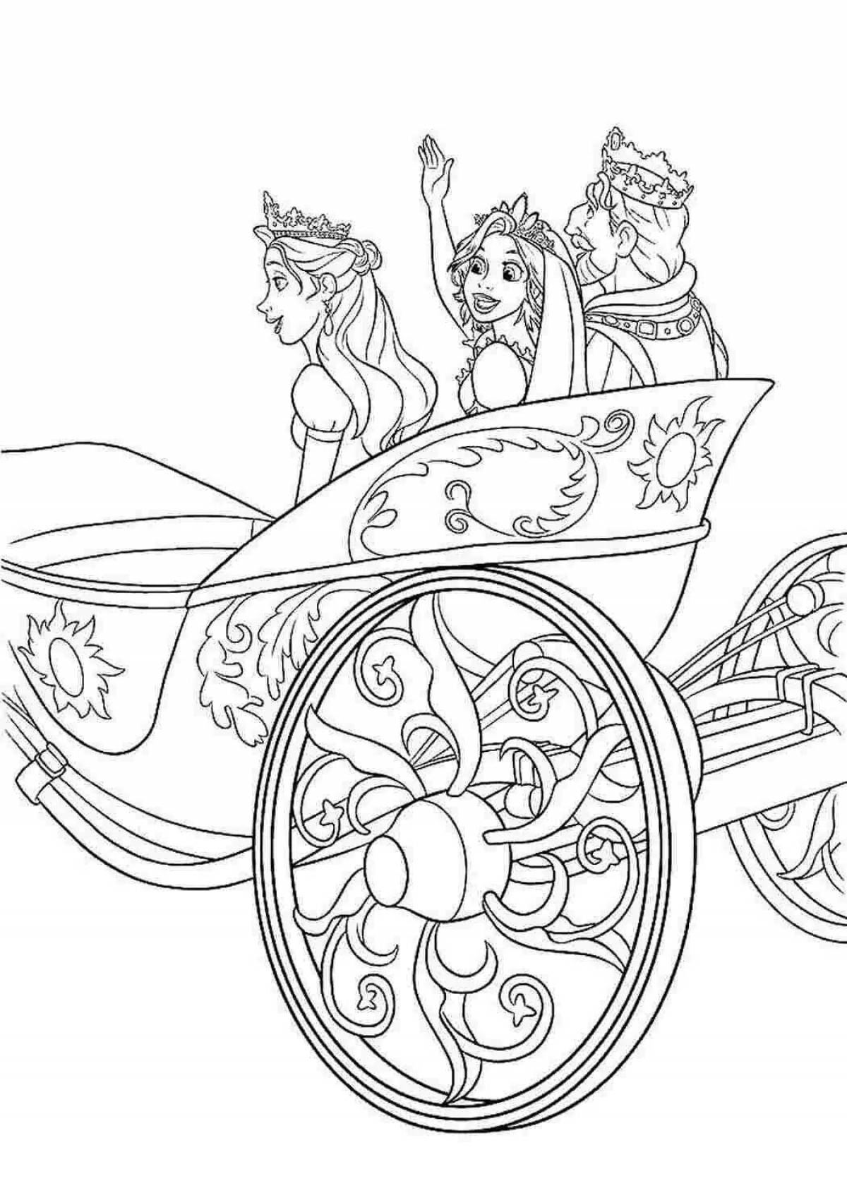 Coloring page majestic princess in carriage