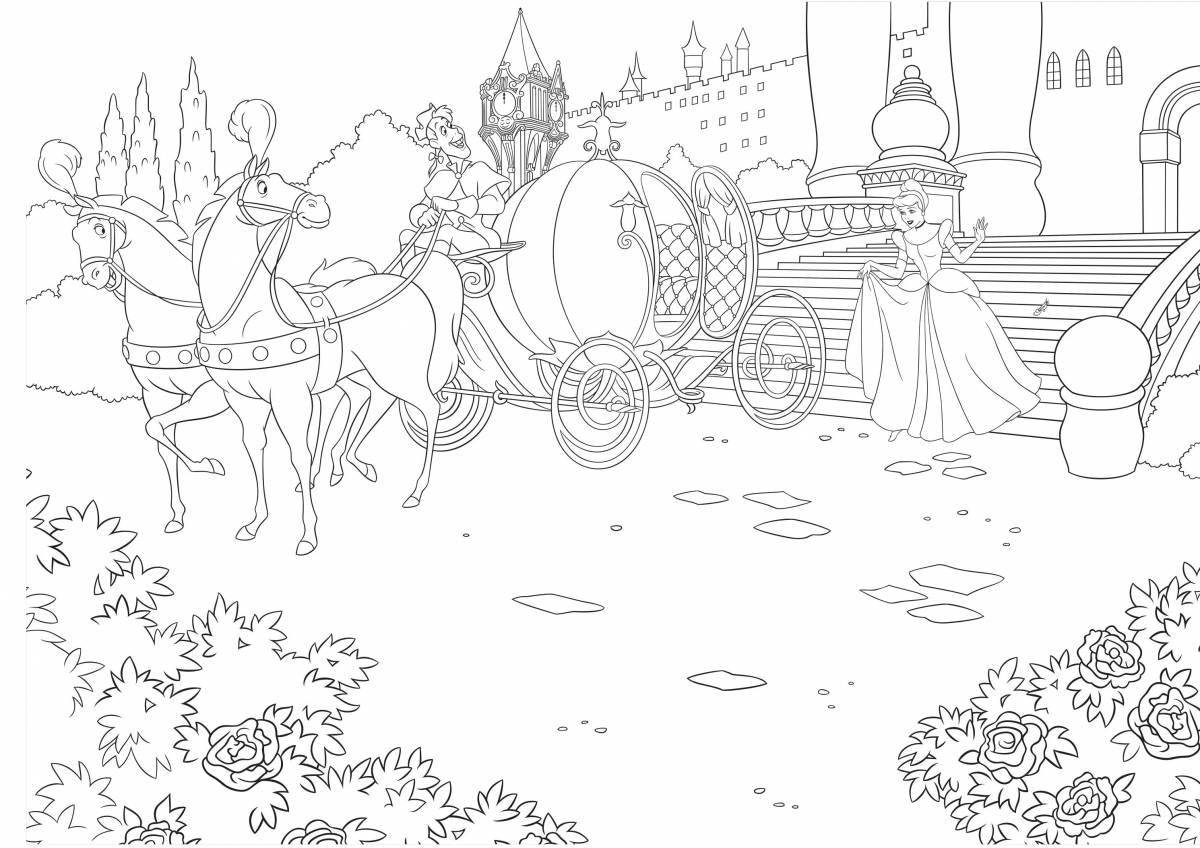 Coloring page gorgeous princess in carriage