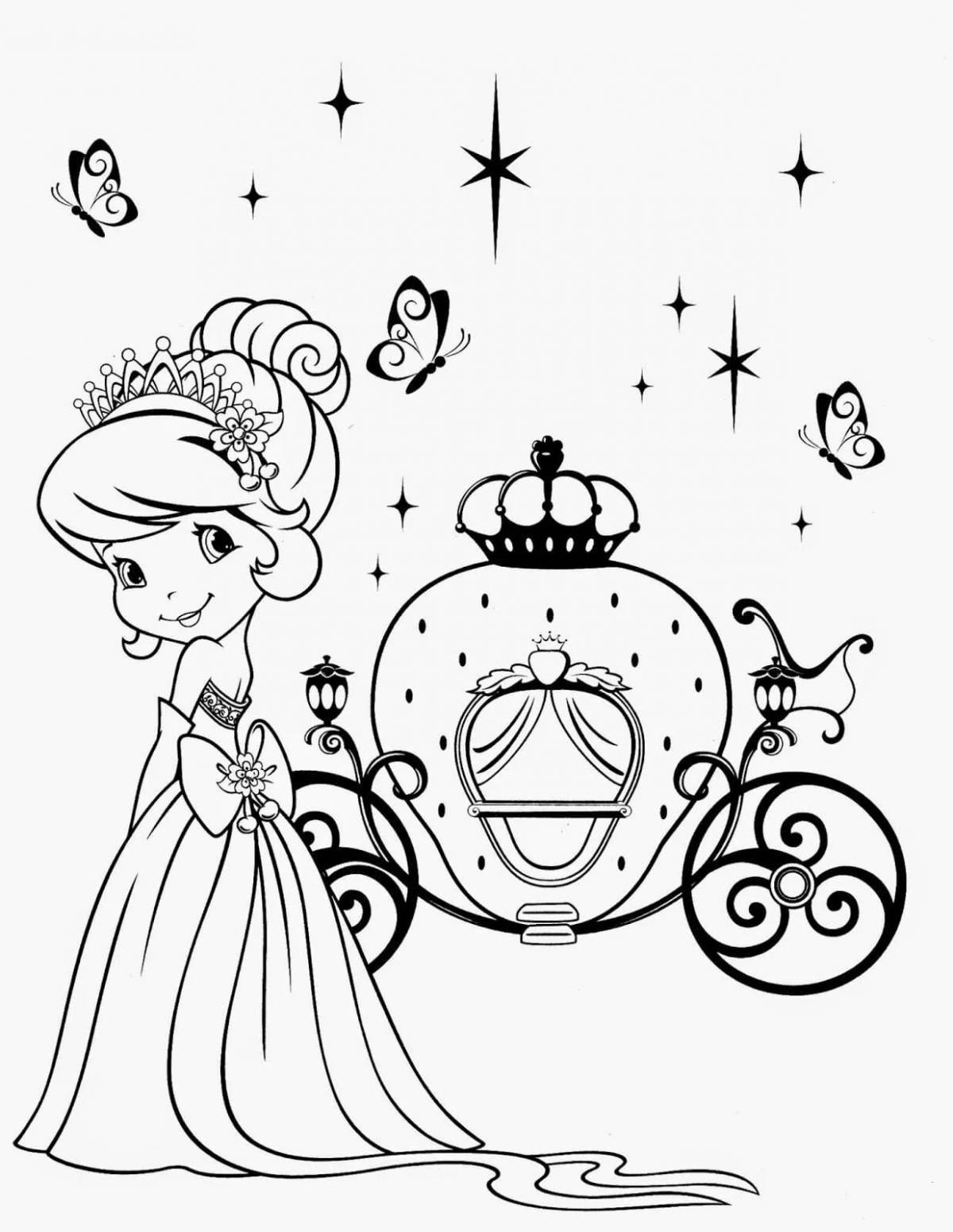 Coloring page the great princess in the carriage