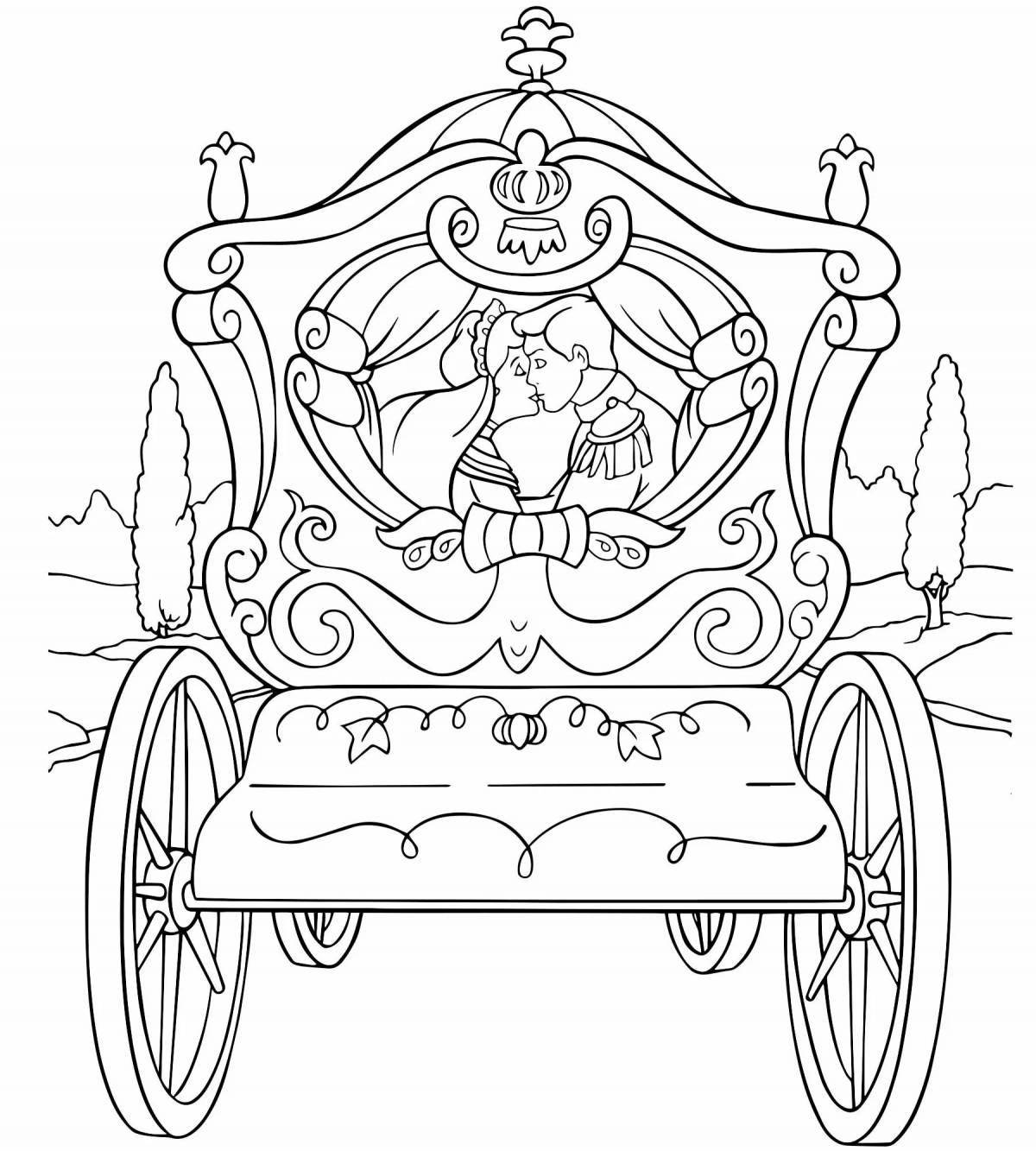 Coloring page nice princess in carriage
