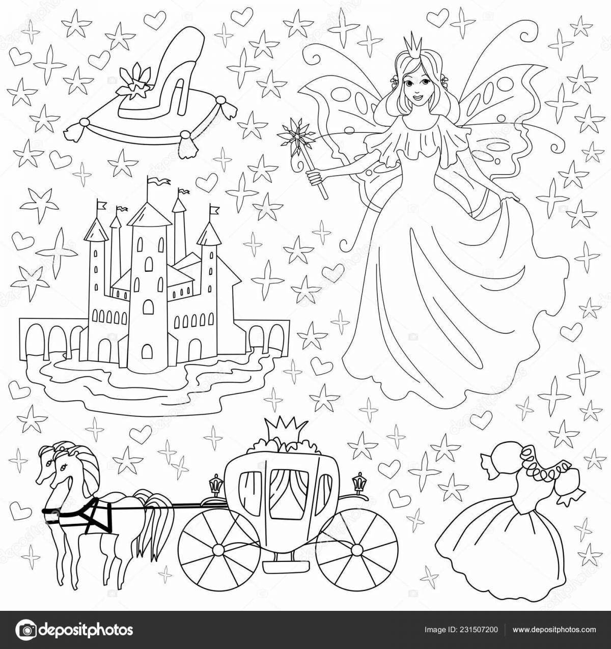 Dazzling princess in carriage coloring book