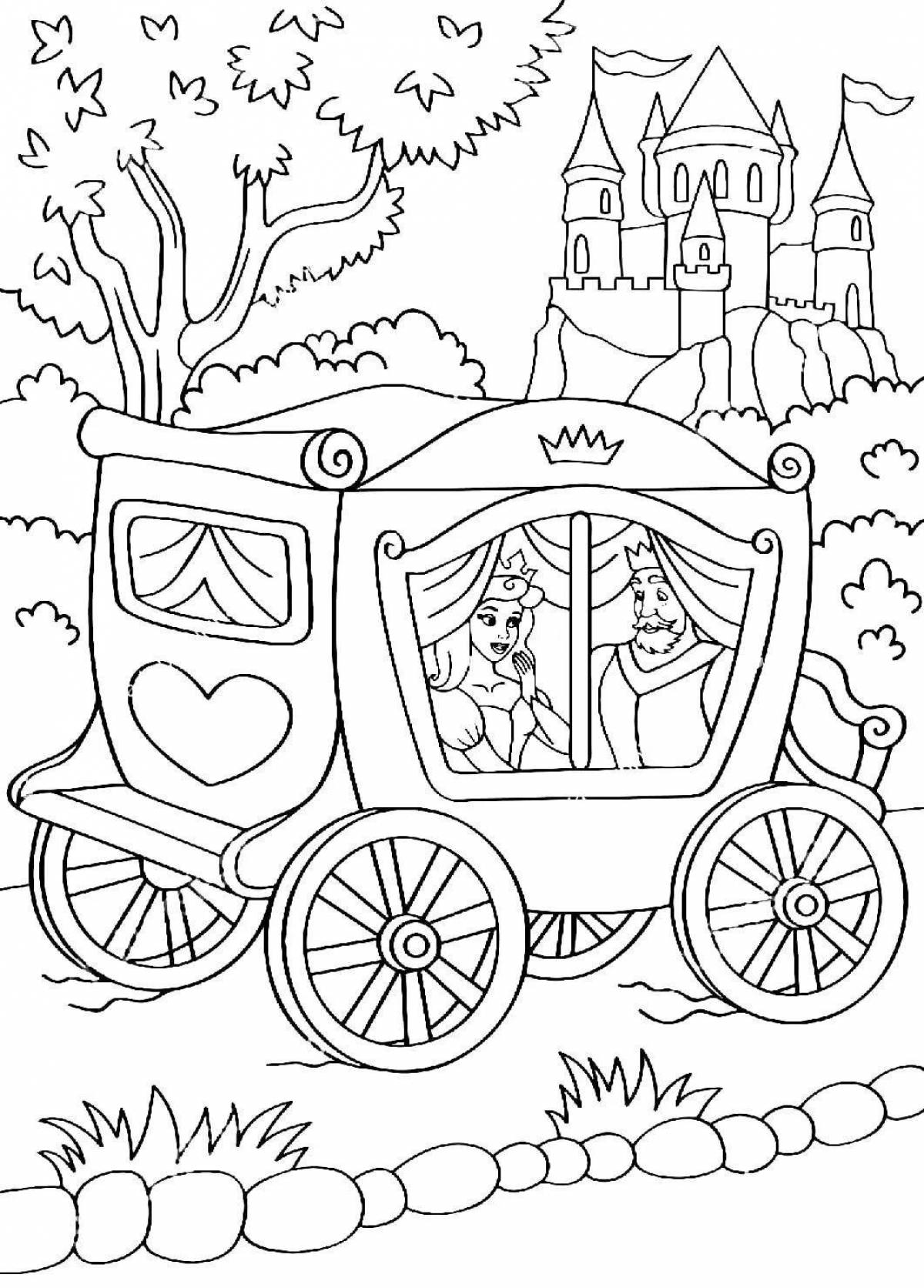 Amazing princess in a carriage coloring book