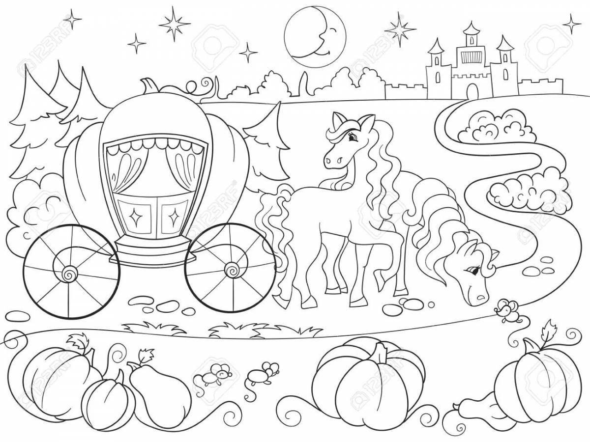 Coloring page joyful princess in the carriage