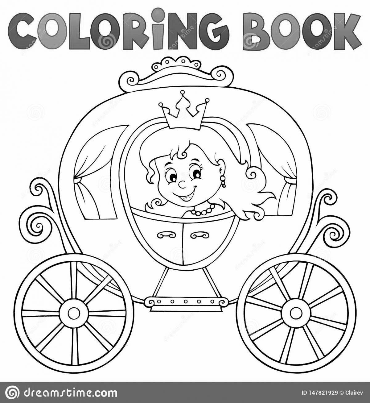 Brilliant princess in carriage coloring book