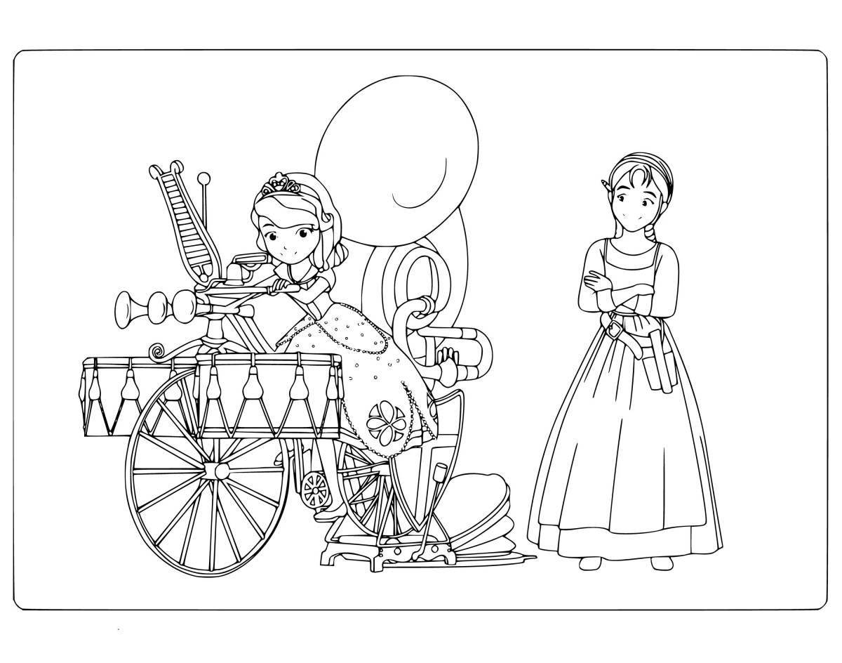 Princess in carriage coloring page