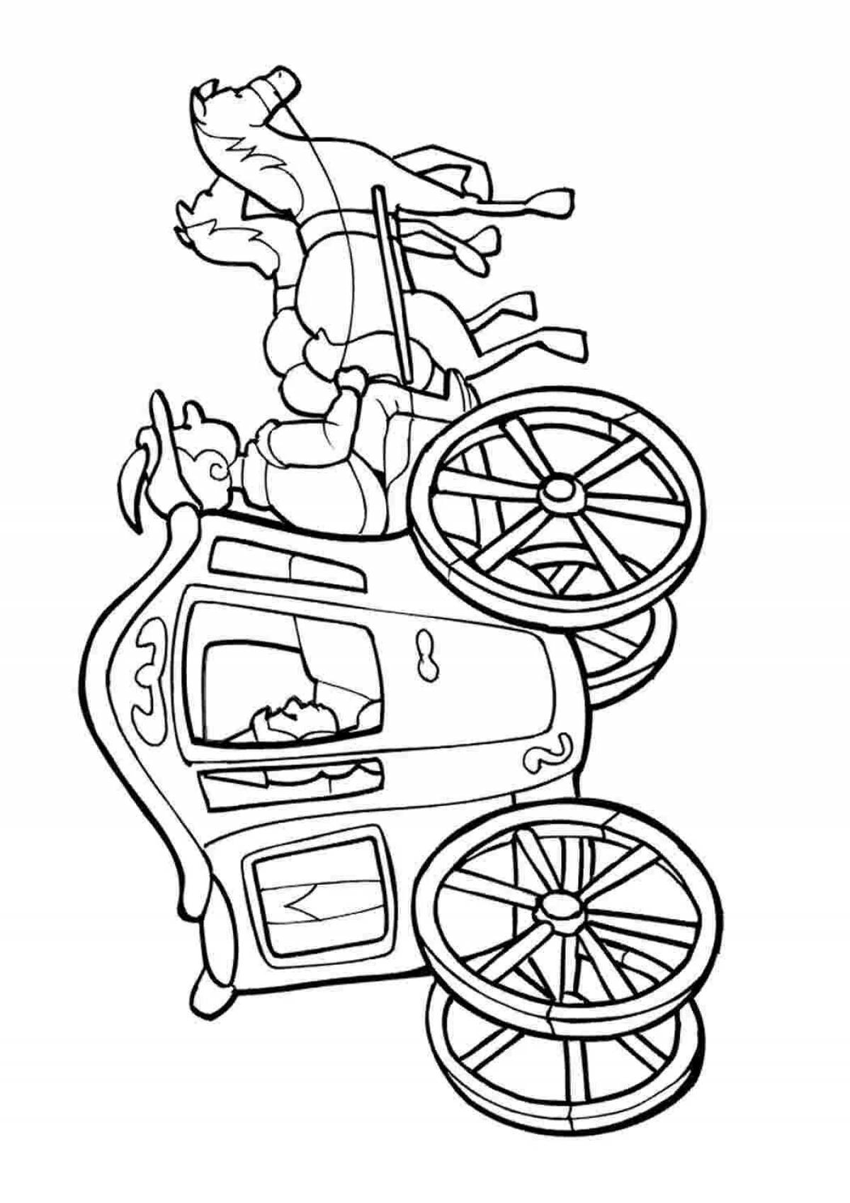 Coloring page funny princess in the carriage