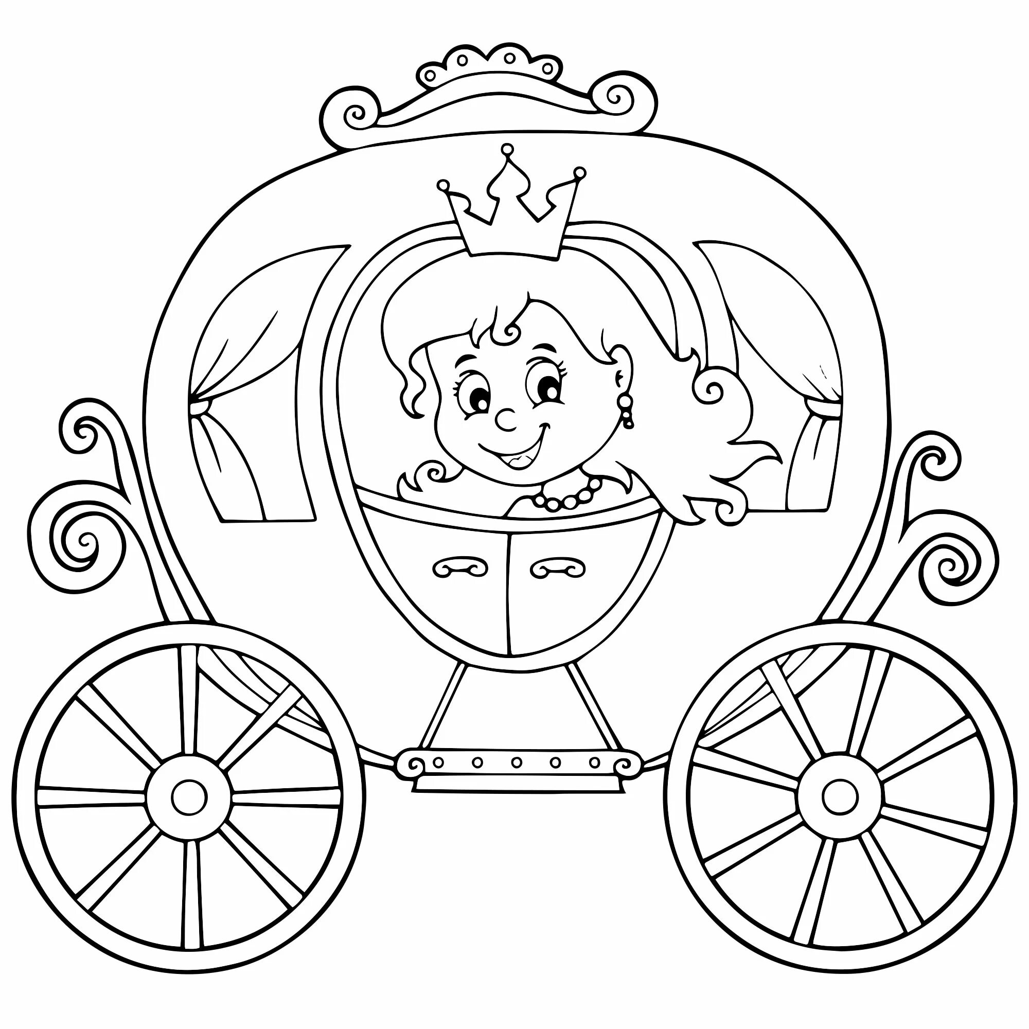 Coloring page exotic princess in carriage