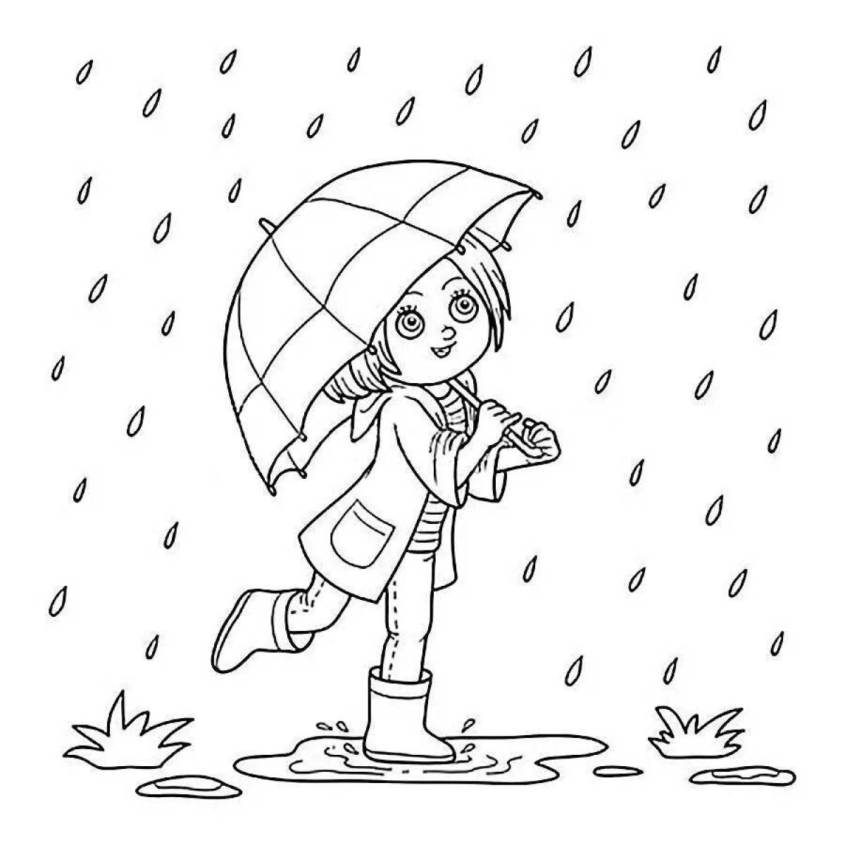 Coloring girl with umbrella