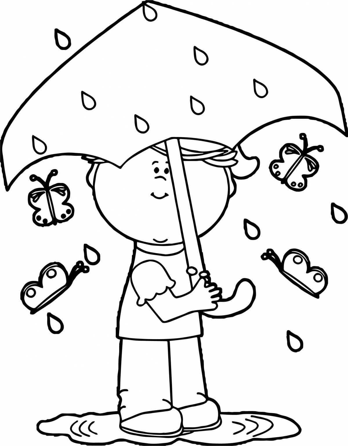 Cute coloring girl with umbrella