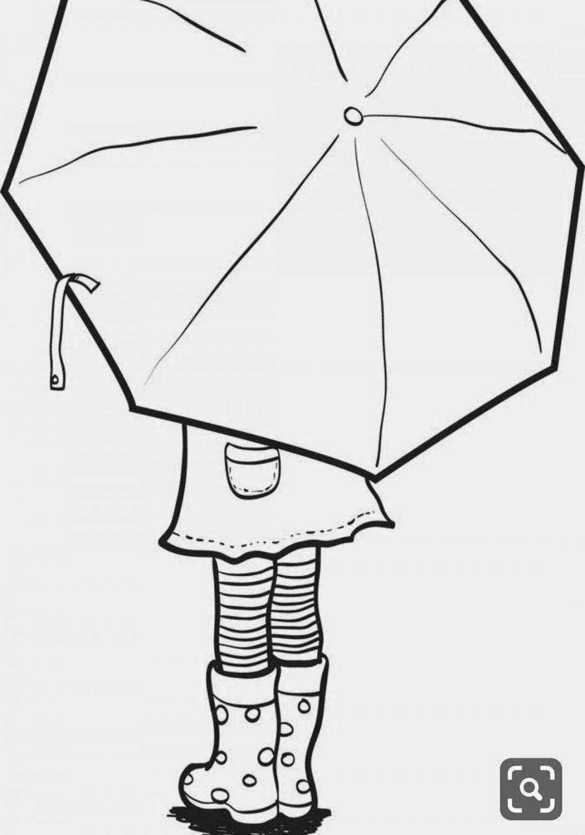 Live coloring girl with umbrella