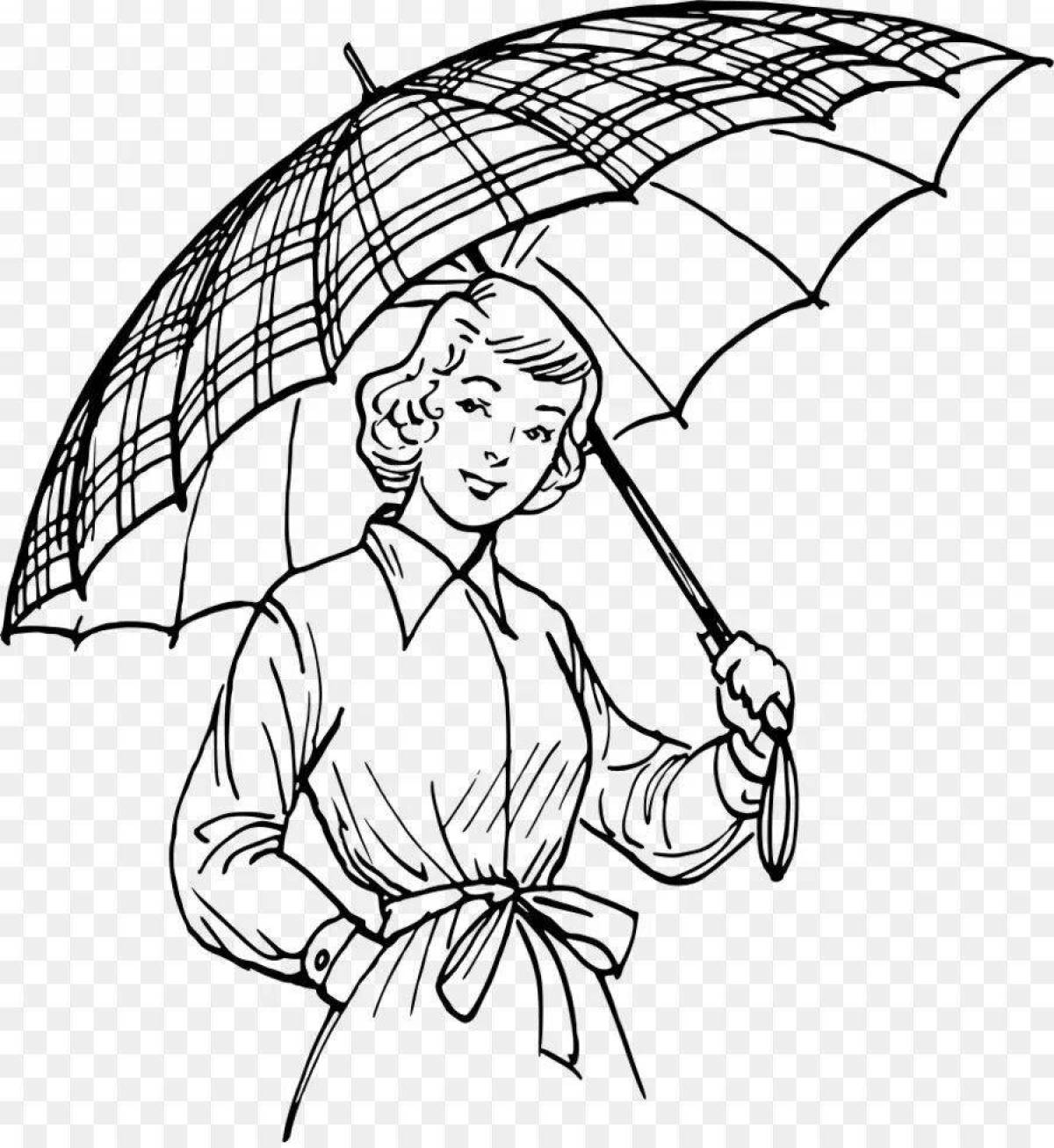 Shine coloring girl with umbrella