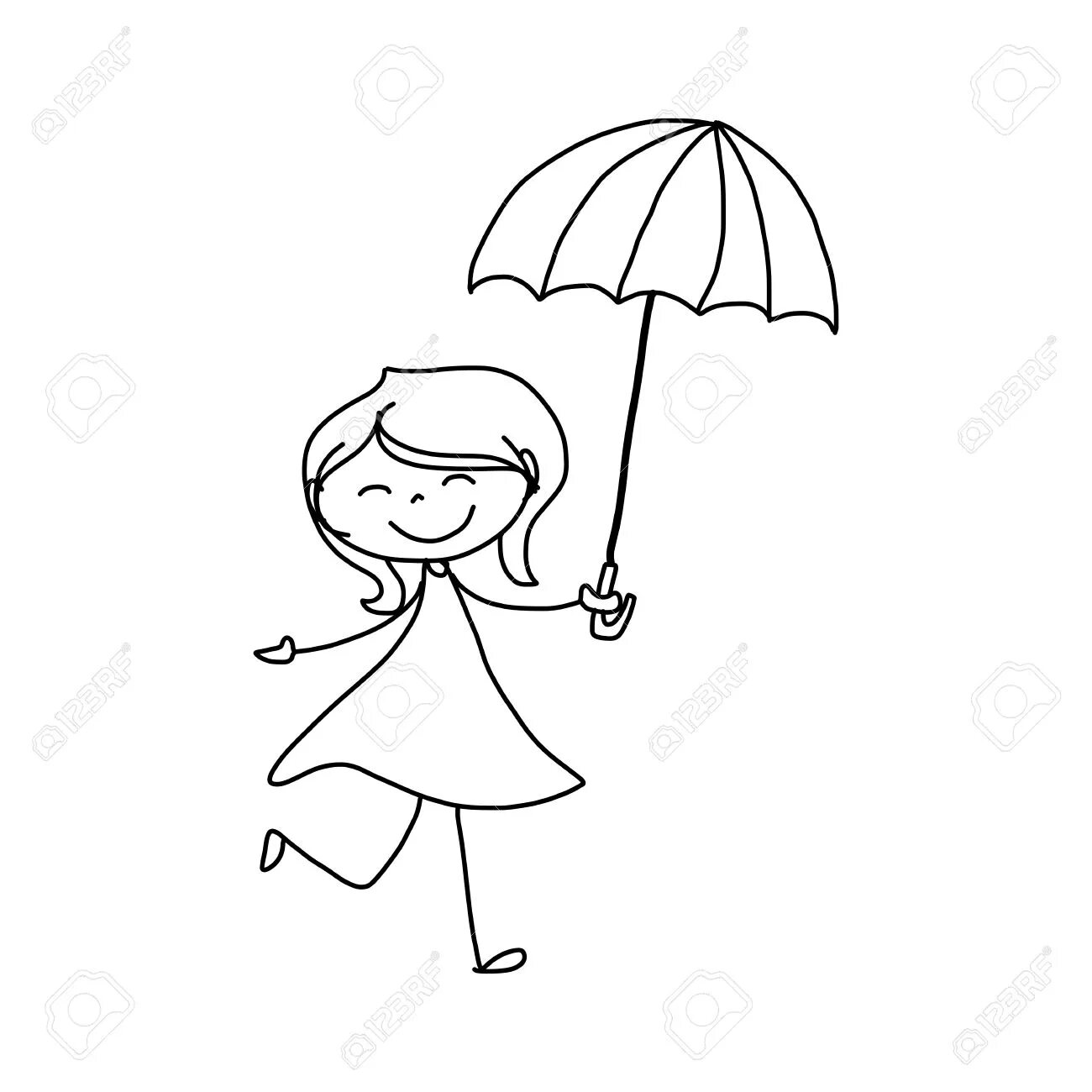 Amazing coloring girl with umbrella