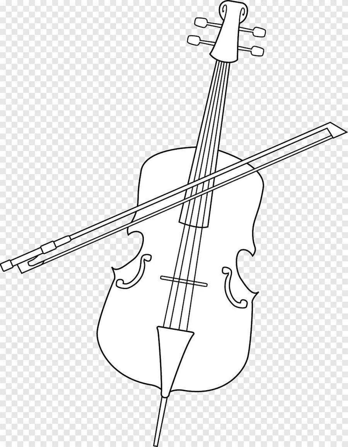 Яркая скрипка и виолончель раскраска