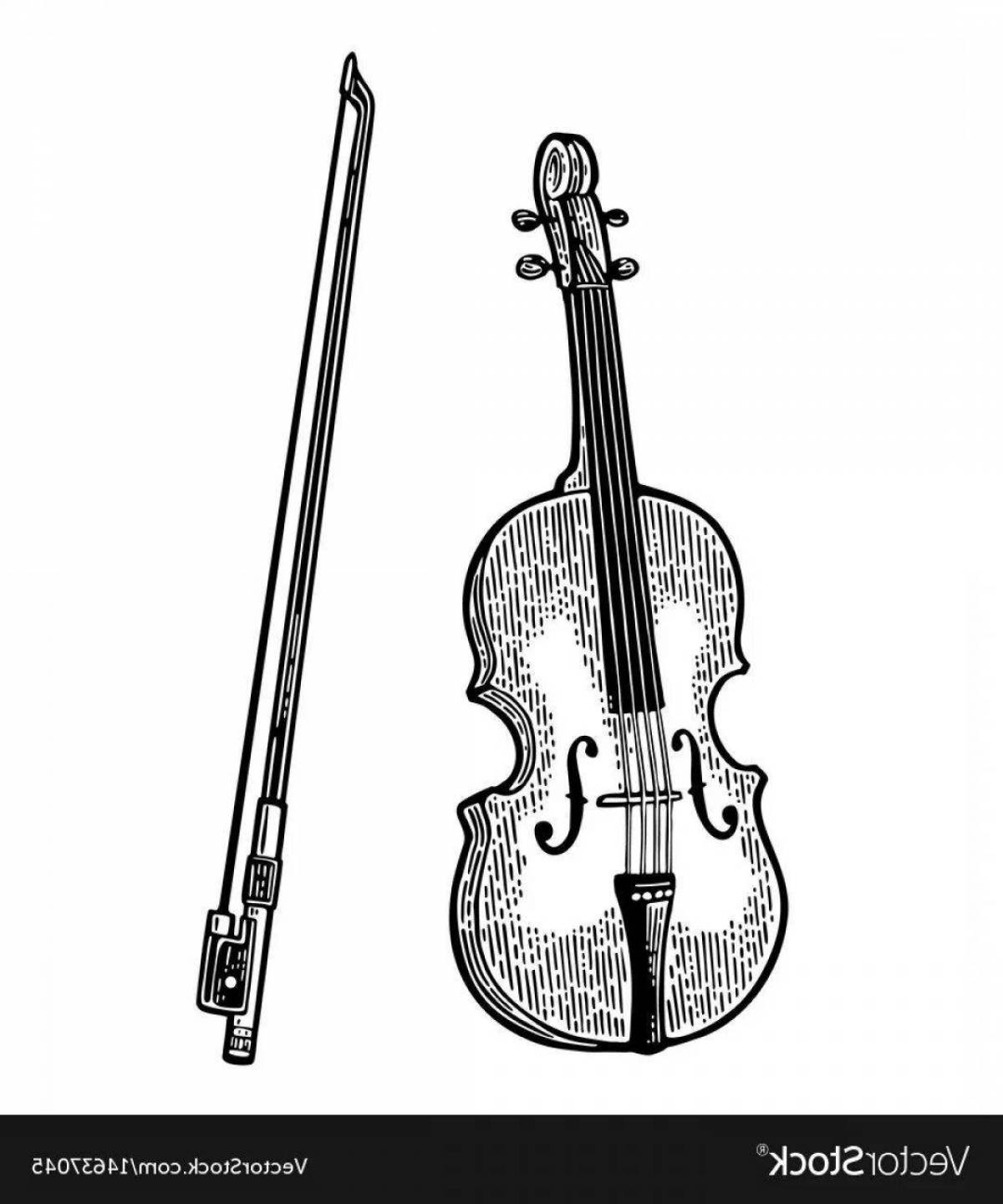Яркая страница раскраски скрипки и виолончели