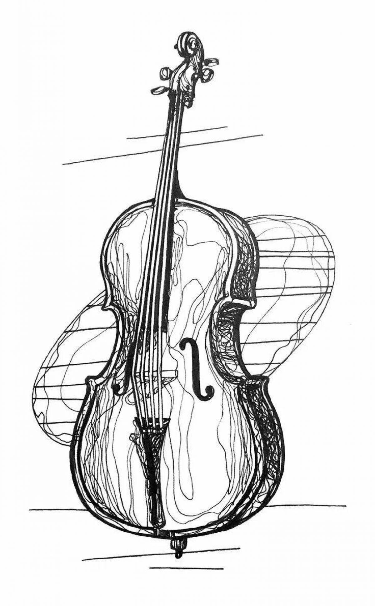 Очаровательная страница раскраски скрипки и виолончели