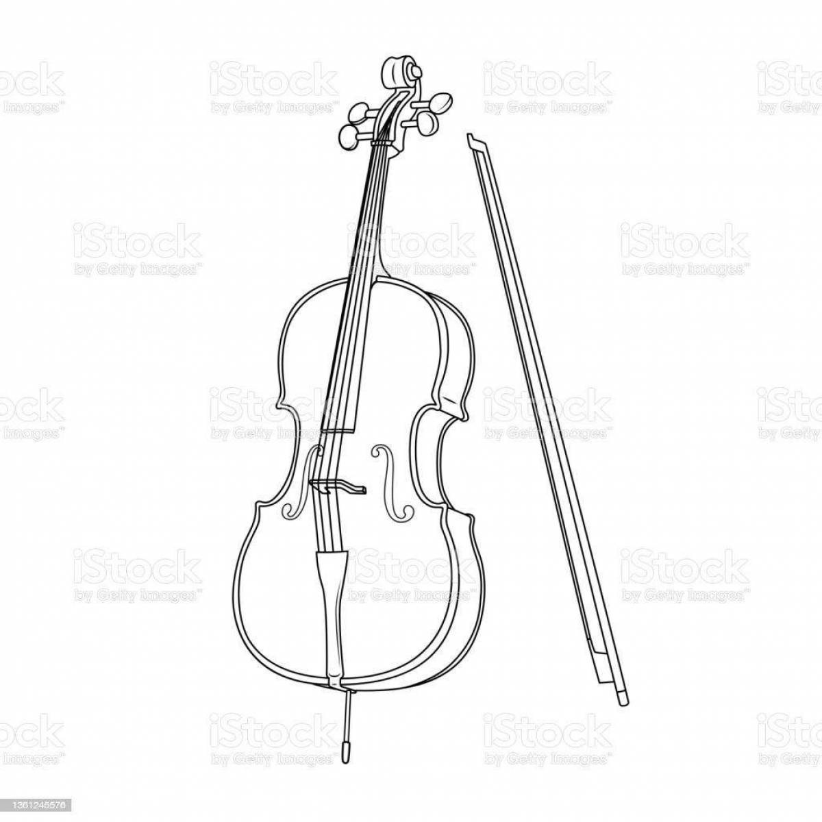 Изысканная страница раскраски скрипки и виолончели