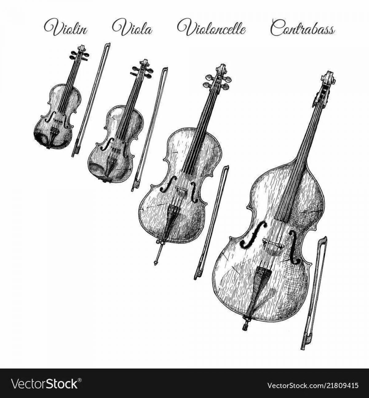Великолепная страница раскраски скрипки и виолончели